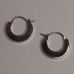 Vtg silver-tone MONET hoop earrings - small & thick 15mm